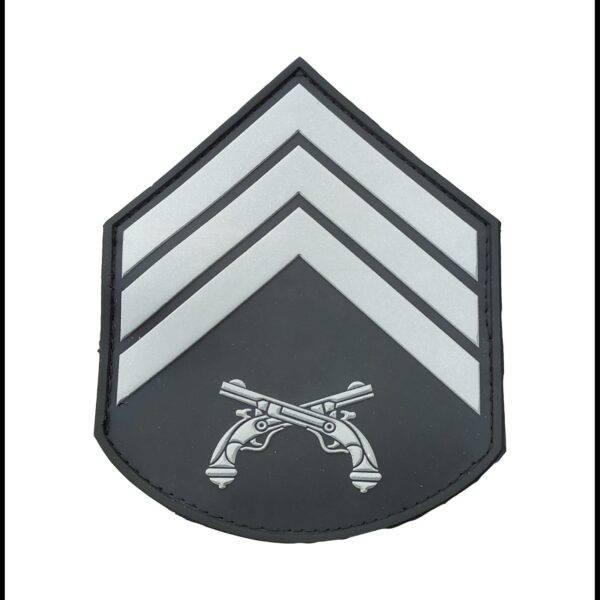 Divisa braço 3º Sgt Polícia Militar, par, emborrachado, preto/cinza, fecho de contato. cód. 2017PC
