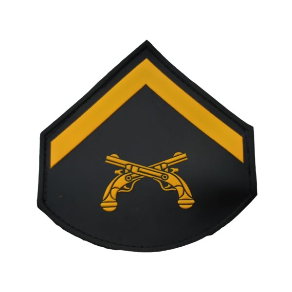 Divisa braço Soldado Polícia Militar, par, emborrachado, preto com laranja, fecho de contato. cód. 2019PL