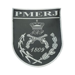 Brasão GRP PMERJ, emborrachado, unidade, preto/cinza, fecho de contato - cód. 2027