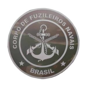 Bolacha Corpo de Fuzileiros Navais, 7 cm de diâmetro, emborrachado, camuflado/cinza e verde/preto, fecho de contato