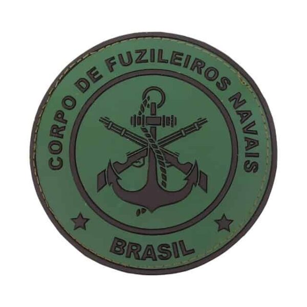 Bolacha Corpo de Fuzileiros Navais, 7 cm de diâmetro, emborrachado, camuflado/cinza e verde/preto, fecho de contato - Imagem 2