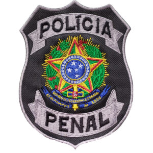 Brasão POLÍCIA PENAL bordado colorido.